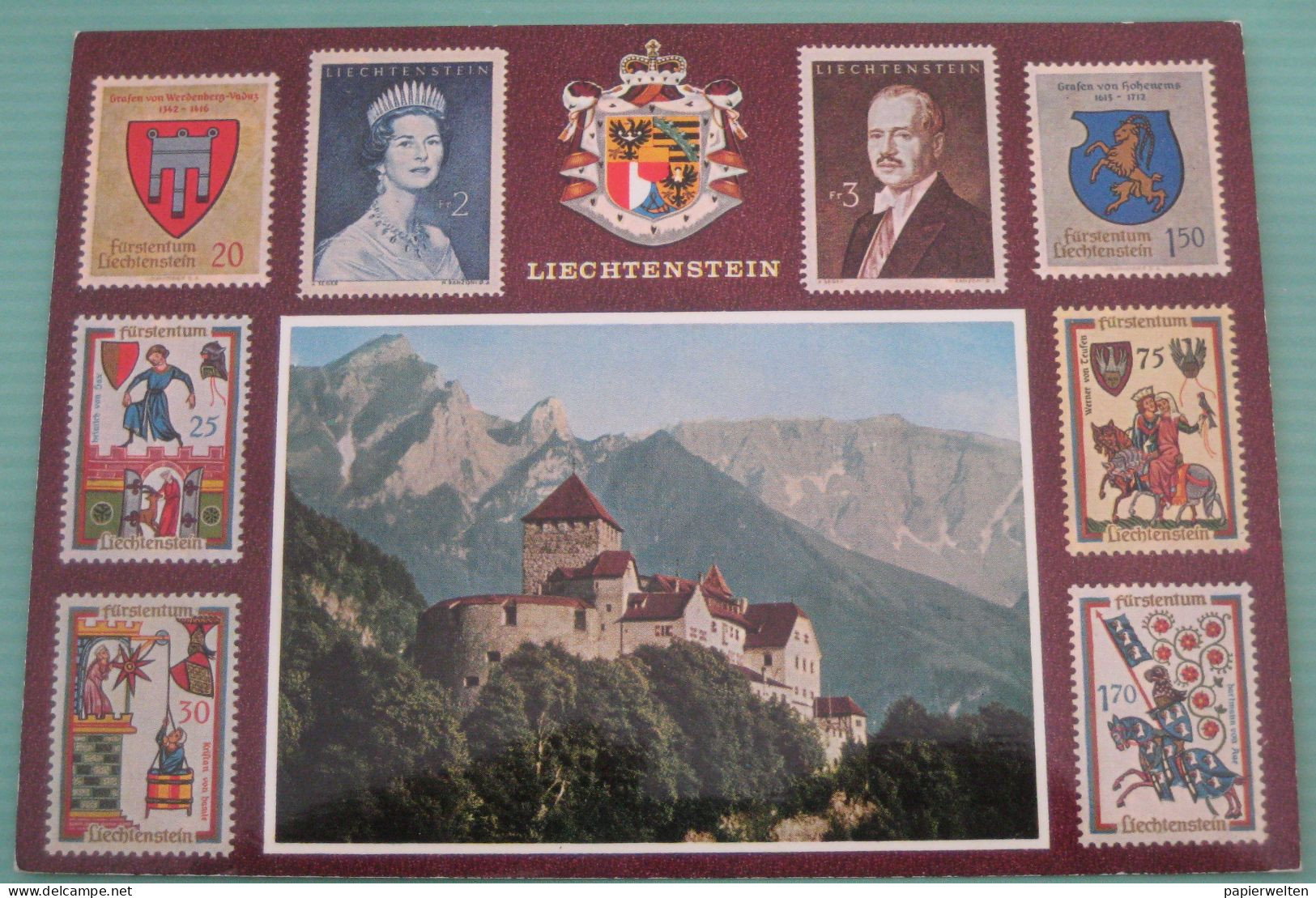 Vaduz - Schloß Und Briefmarken Des Fürstentum Liechtenstein - Liechtenstein