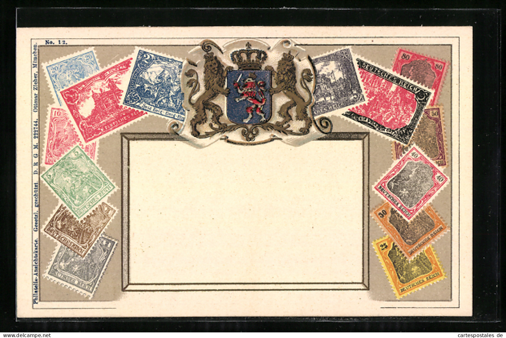AK Verschiedene Briefmarken Aus Dem Deutschen Reich Mit Wappen  - Briefmarken (Abbildungen)