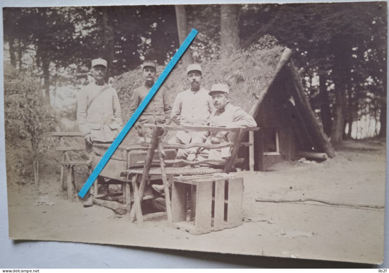 1915 Popote D'officier 8eme Génie Train Intendance ? Abri Dans Les Bois Cabanes Tranchées Ww1 Poilu 14 18 Photo - Guerra, Militares