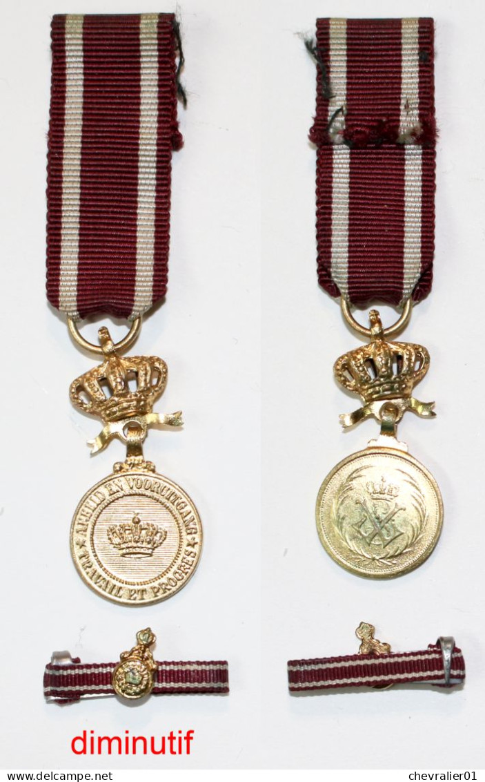 Médaille-BE-013A-V2-di_Médaille Or Ordre De La Couronne_FR-NL_post 1951_et Fixe Ruban_diminutif_21-05 - Bélgica