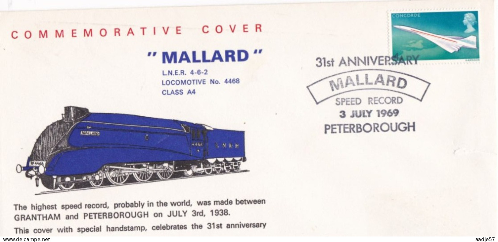 GB Engeland 1969 Mallard  Speed Record 03-07-1969 Crack On The Right - Trains