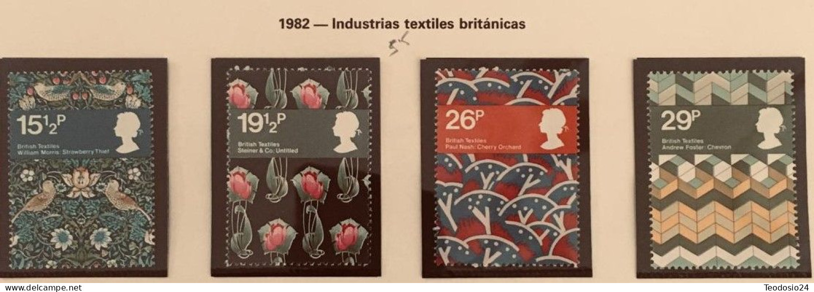 Gran Bretaña  1982 -TEXTILES BRITANICOS - YVERT 1052/1055** - Unused Stamps