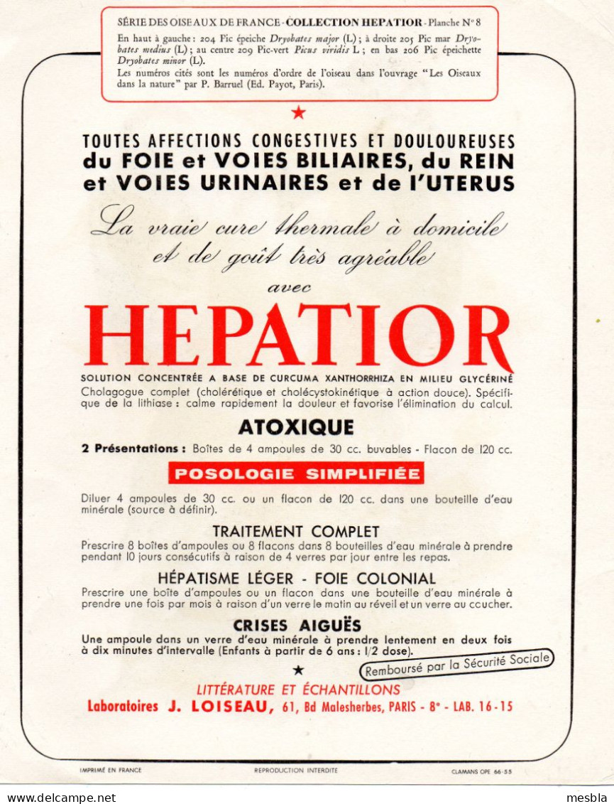 7 Planches,  Série Des OISEAUX De FRANCE -  COLLECTION  HEPATIOR- Produits Pharmaceutiques - Dessins De P. BARRUEL - Other & Unclassified