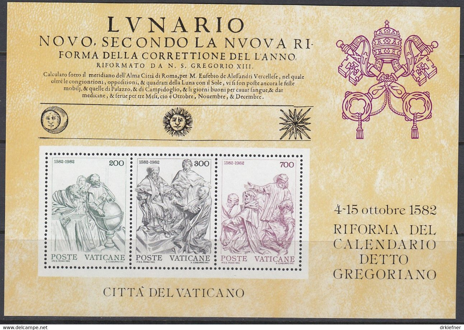 VATIKAN  Block 4, Postfrisch **, 400 Jahre Gregorianischer Kalender 1982 - Blocchi E Foglietti