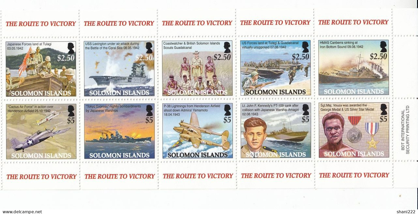 Solomon Islands - 1980 WWII Route To Victory Sheet (8-93) - Salomon (Iles 1978-...)