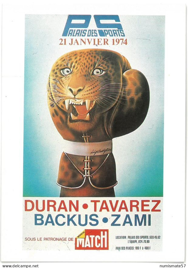CP Luigi CASTIGLIONI - Série Boxe N°7 - Rencontre DURAN TABAREZ - BACKUS ZAMI 21/01/1974 - Carte Signée Au Dos - Boxsport