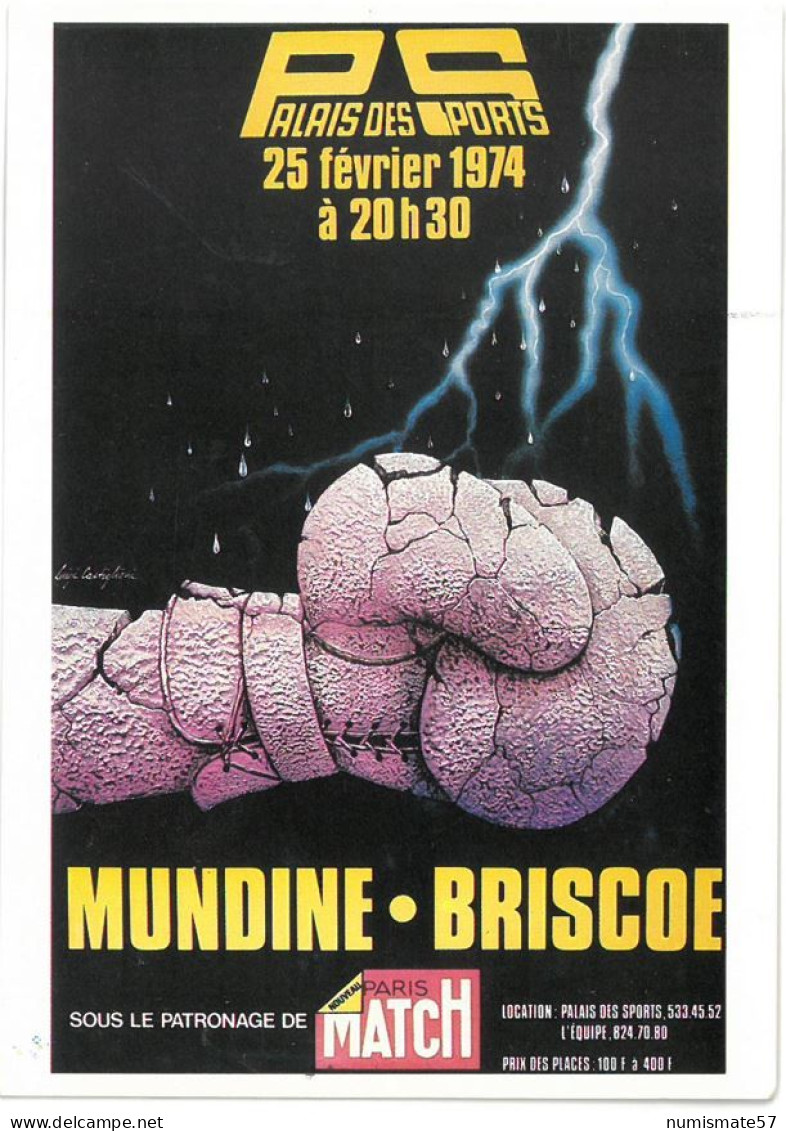 CP Luigi CASTIGLIONI - Série Boxe N°6 - Rencontre MUNDINE BRISCOE 25/02/1974 - Carte Signée Au Dos - Boxing
