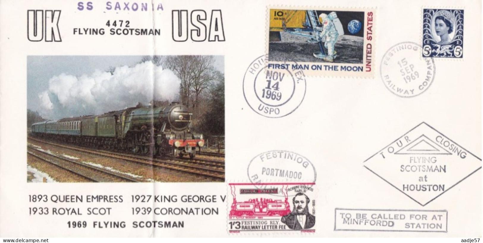 GB Engeland 1969 Flying Scotsman UK - USA Spec Env.Fold Into Envelope - Trains