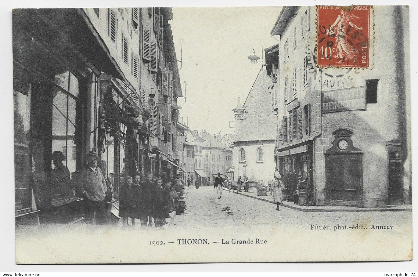 THONON LES BAINS LA GRANDE RUE PITTIER 1902 - Thonon-les-Bains