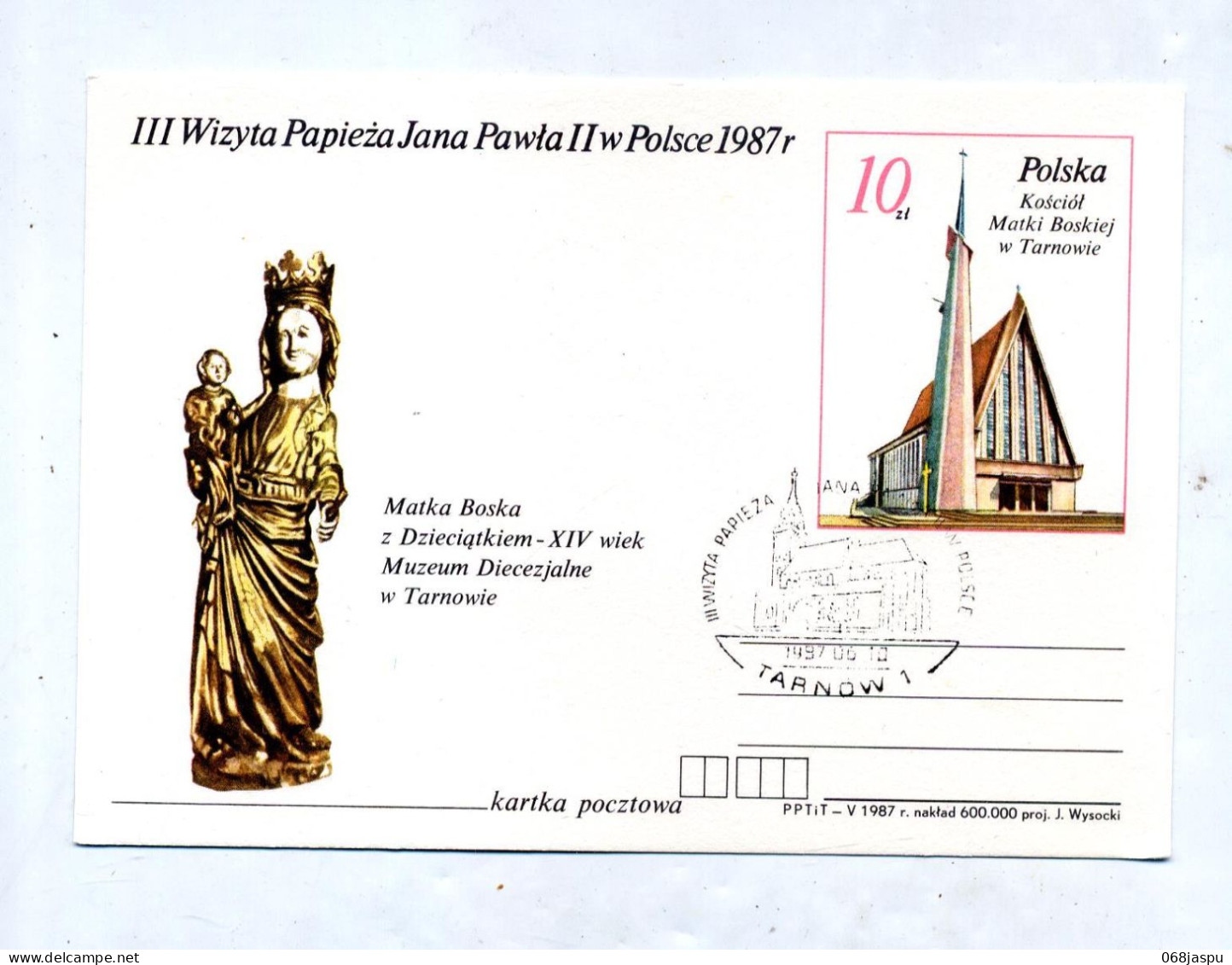 Carte Postale 10 Eglise Visite Pape Cachet Tarnow - Stamped Stationery