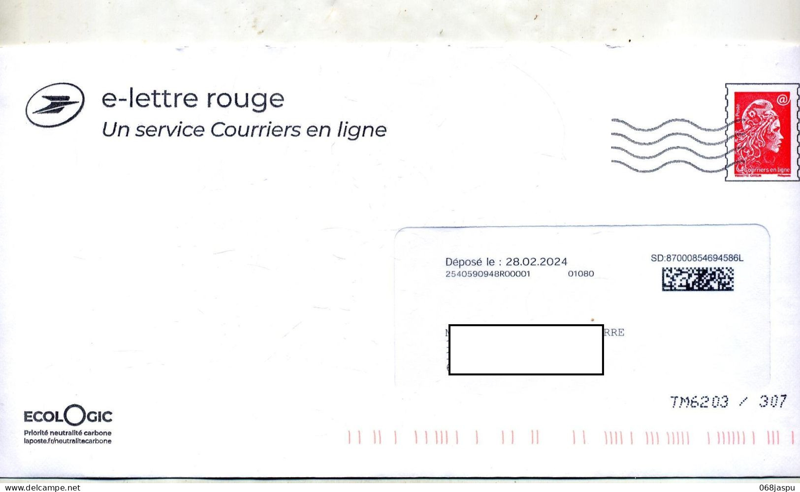 Entier  E-lettre Rouge  En Ligne Yseultyz - PAP: Sonstige (1995-...)