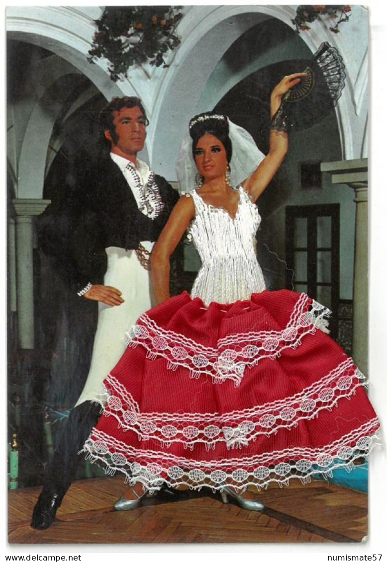 CP Carte Brodée - Couple - Danseurs De Flamenco - Ed. Louis Cazaux , Frontignan - Embroidered