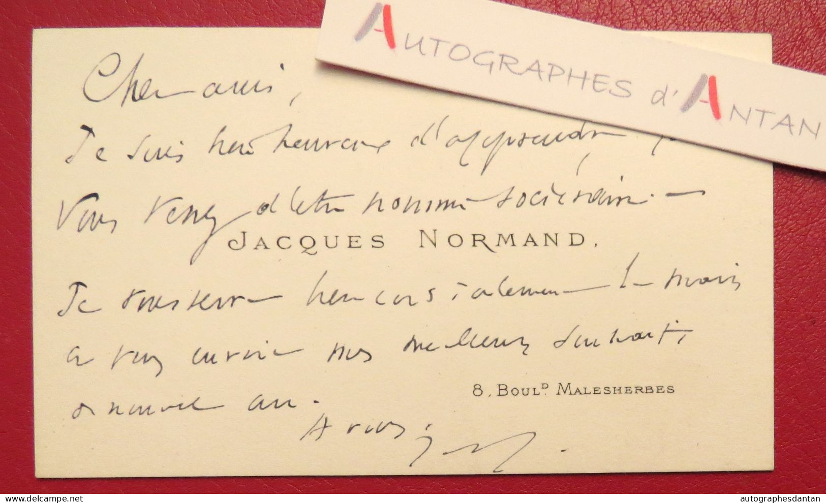 ● CDV Jacques NORMAND écrivain - Boulevard Malesherbes - Carte De Visite - Né à Paris En 1846 - SGDL - Visitekaartjes