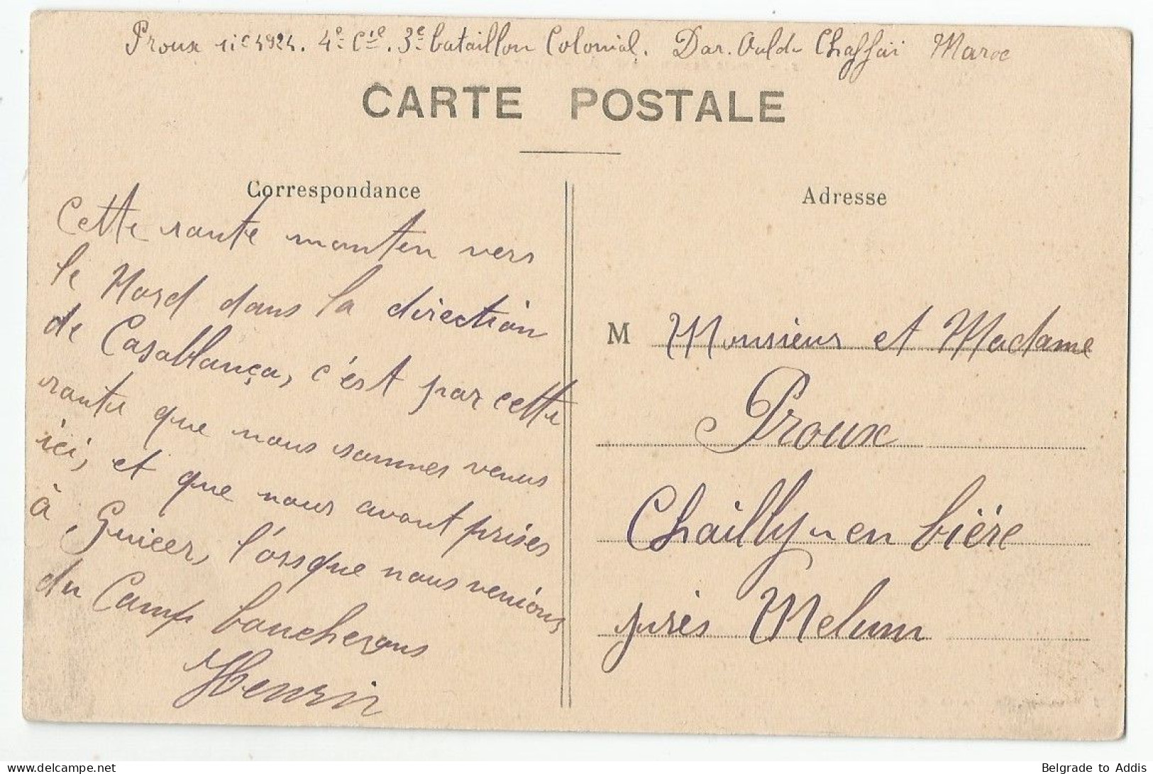 Maroc Carte Postale Dar-Chaffaï 1912 Armée Française - Lettres & Documents