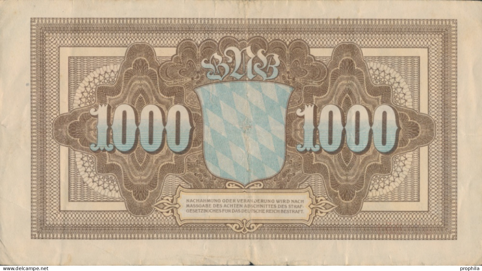 Bayern Rosenbg: BAY5a Länderbanknote Bayern Gebraucht (III) 1922 1.000 Mark (10288506 - 1.000 Mark