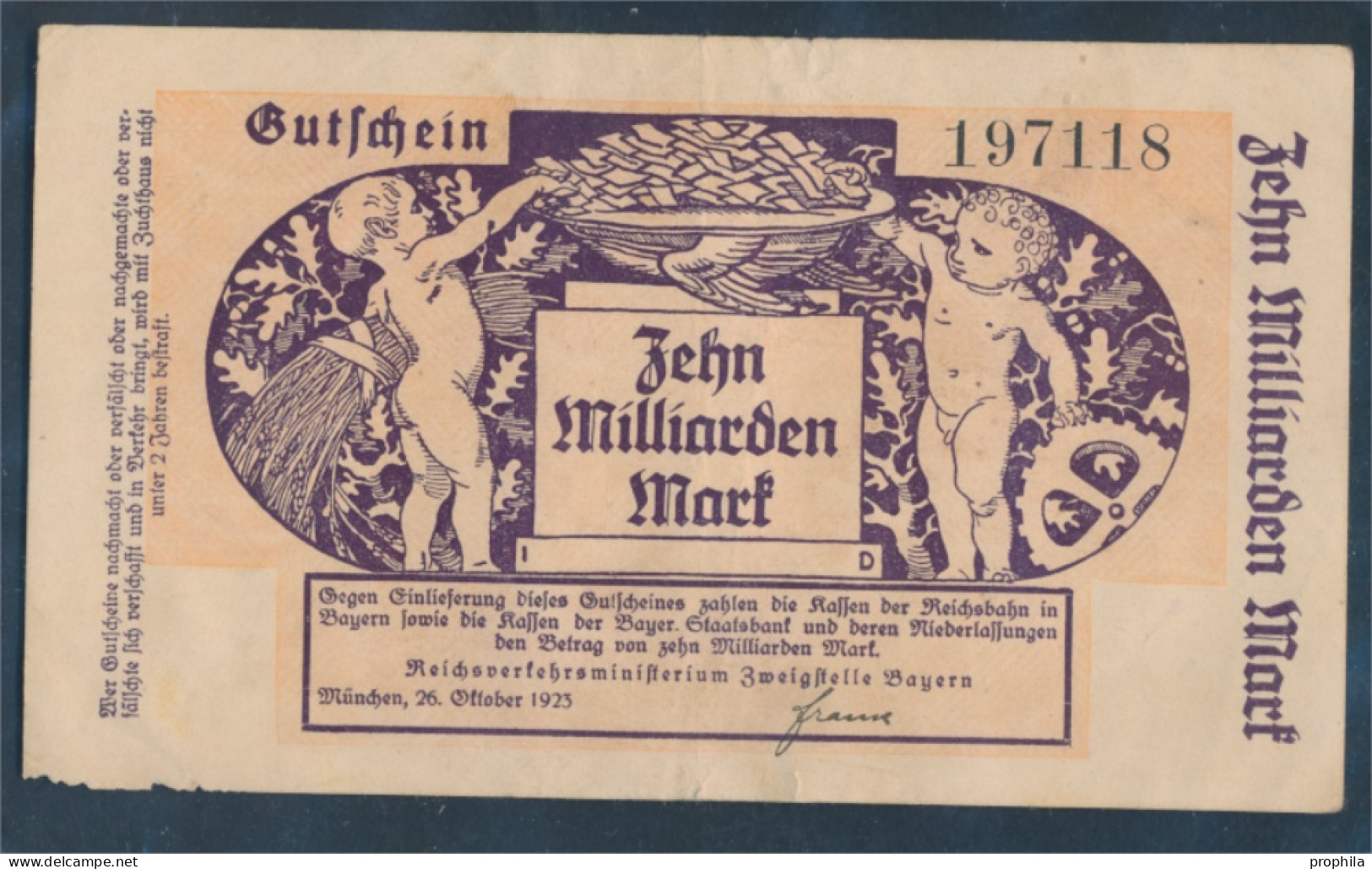 Bayern Pick-Nr: S1105 Inflationsgeld Der Deutschen Reichsbahn Bayern Stark Gebraucht (IV) 1923 10 Milliarden M (10288403 - 10 Milliarden Mark