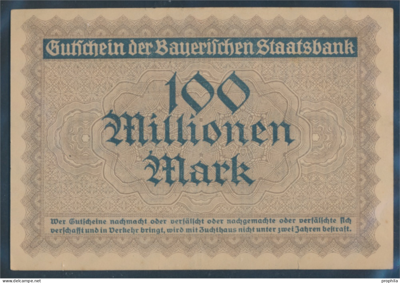 Bayern Inflationsgeld Bayerische Staatsbank Gebraucht (III) 1923 100 Millionen Mark (10288402 - 100 Mio. Mark