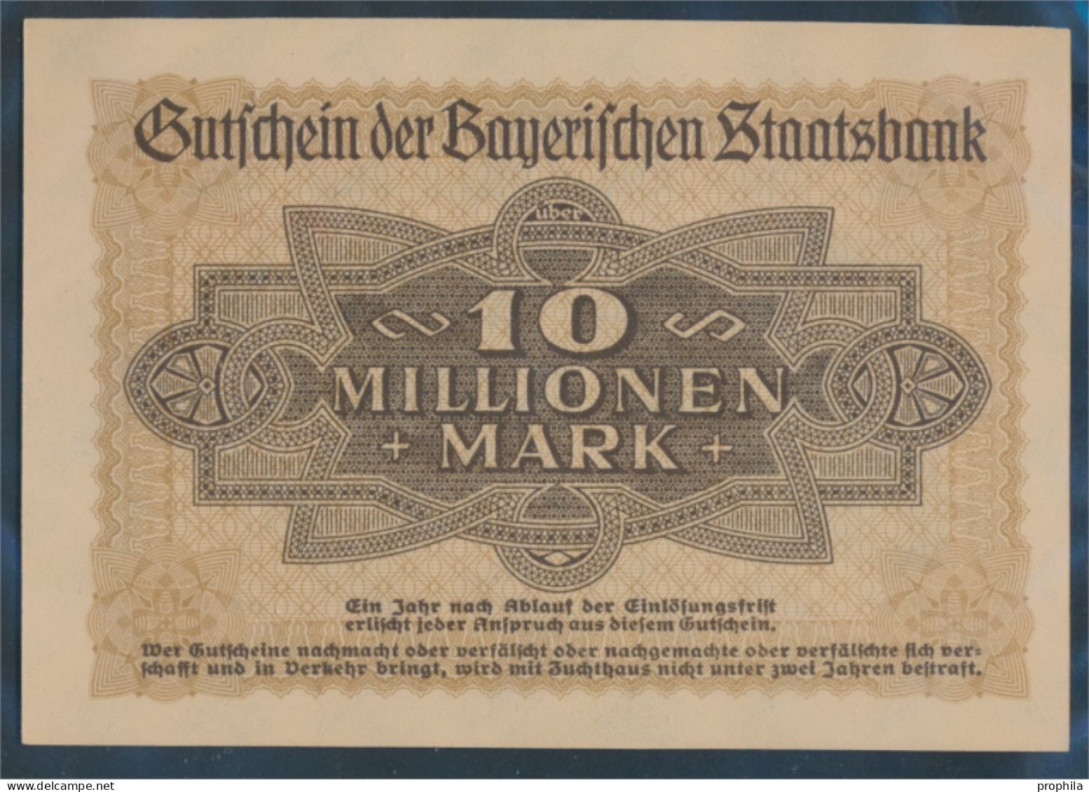 Bayern Inflationsgeld Bayerische Staatsbank Bankfrisch 1923 10 Millionen Mark (10288396 - 10 Miljoen Mark