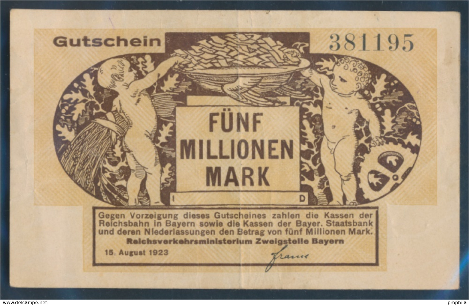 Bayern Pick-Nr: S1102 Inflationsgeld Der Deutschen Reichsbahn Bayern Gebraucht (III) 1923 5 Millionen Mark (10288395 - 5 Mio. Mark