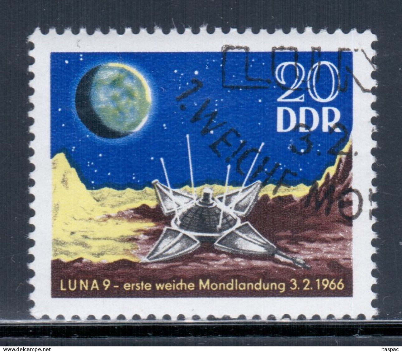 East Germany / DDR 1966 Mi# 1168 Used - Luna 9 On Moon / Space - Europe