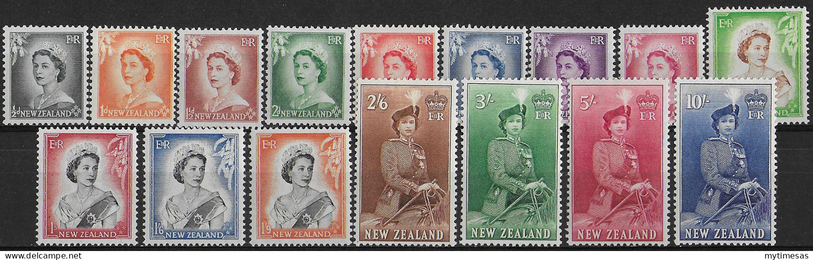 1953-59 New Zealand Elizabeth II 16v. MNH SG N. 723/36 - Autres & Non Classés