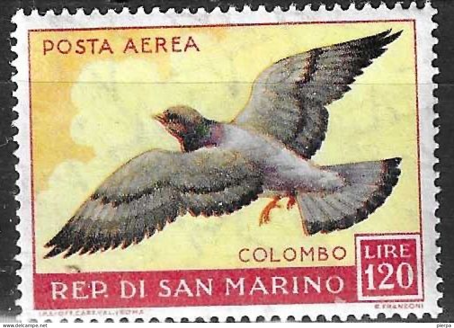 SAN MARINO -1959 - P. AEREA - COLOMBO - LIRE 120- NUOVO -MNH** ( YVERT AV 114- MICHEL 609- SS A 125) - Luftpost