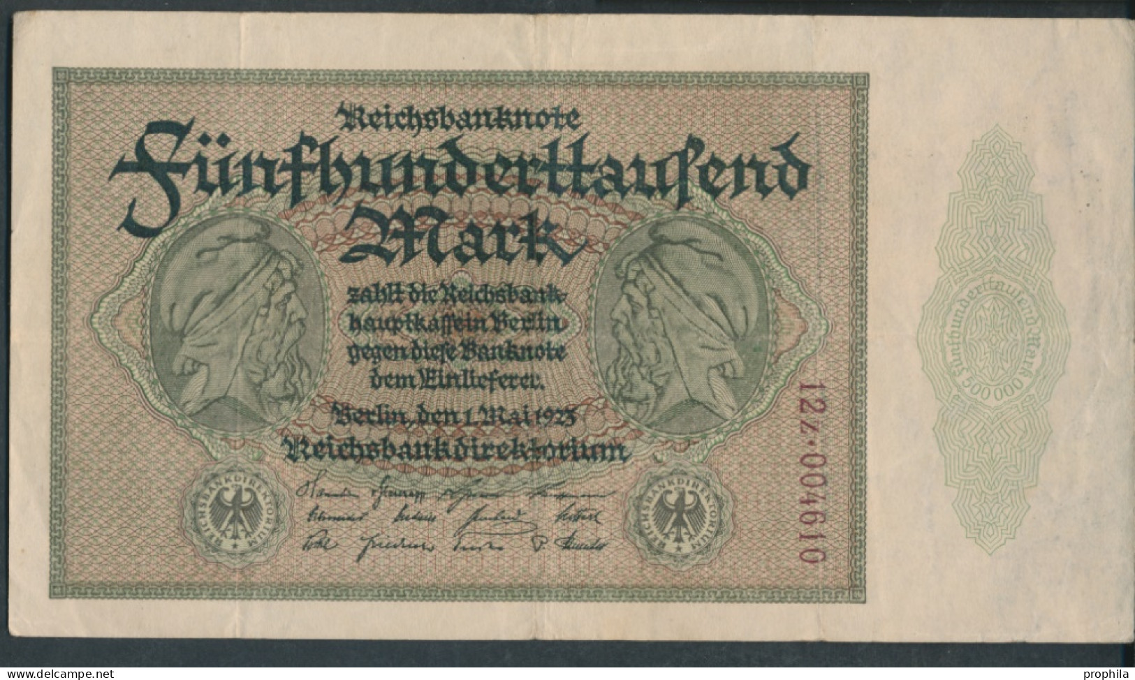 Deutsches Reich Rosenbg: 87g Privatfirmendruck Kontrollnummer Nur Rechts Gebraucht (III) 1923 500.000 Mark (10298909 - 500.000 Mark