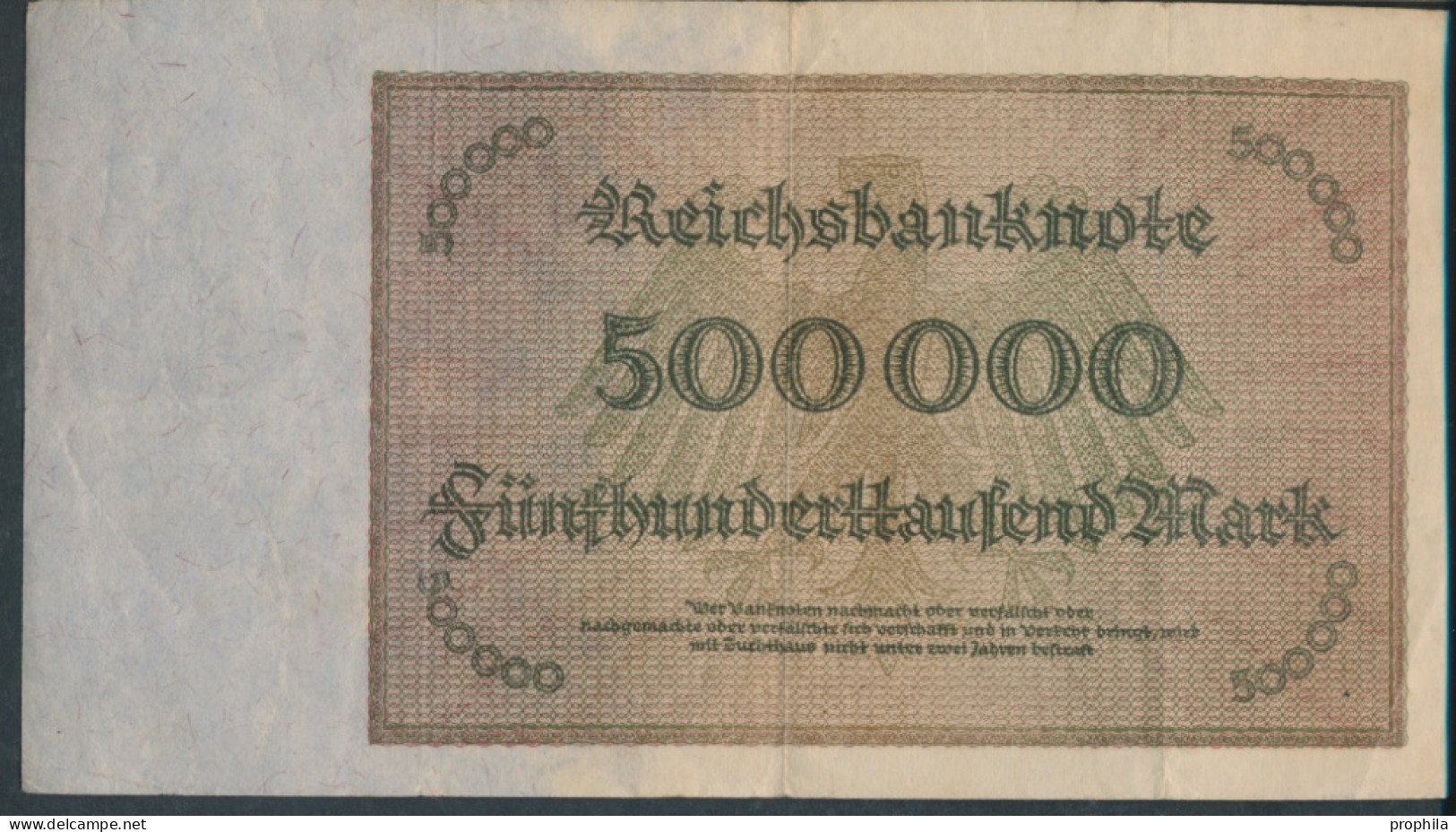 Deutsches Reich Rosenbg: 87g Privatfirmendruck Kontrollnummer Nur Rechts Gebraucht (III) 1923 500.000 Mark (10298909 - 500.000 Mark