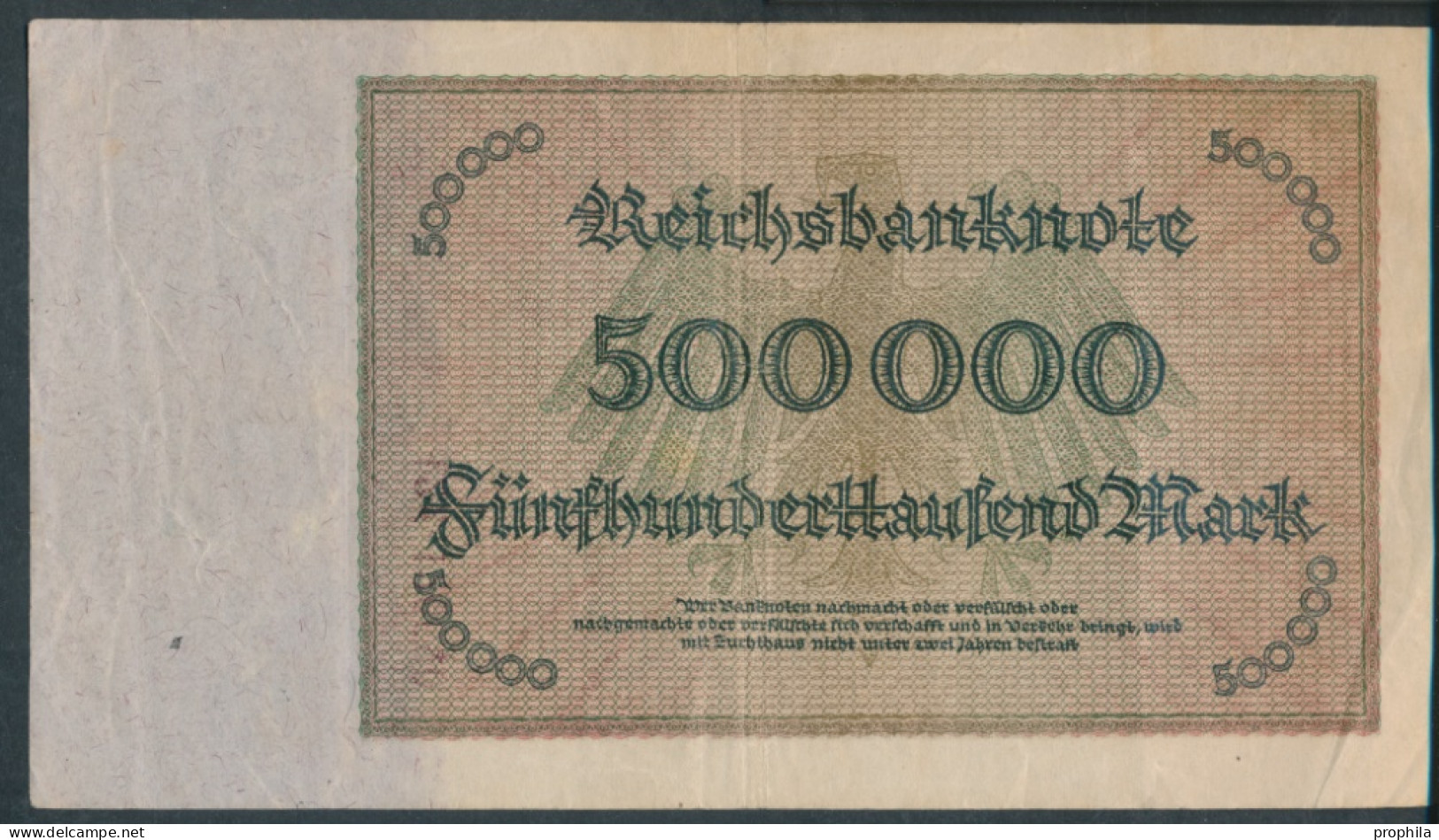 Deutsches Reich Rosenbg: 87g Privatfirmendruck Kontrollnummer Nur Rechts Gebraucht (III) 1923 500.000 Mark (10298910 - 500000 Mark