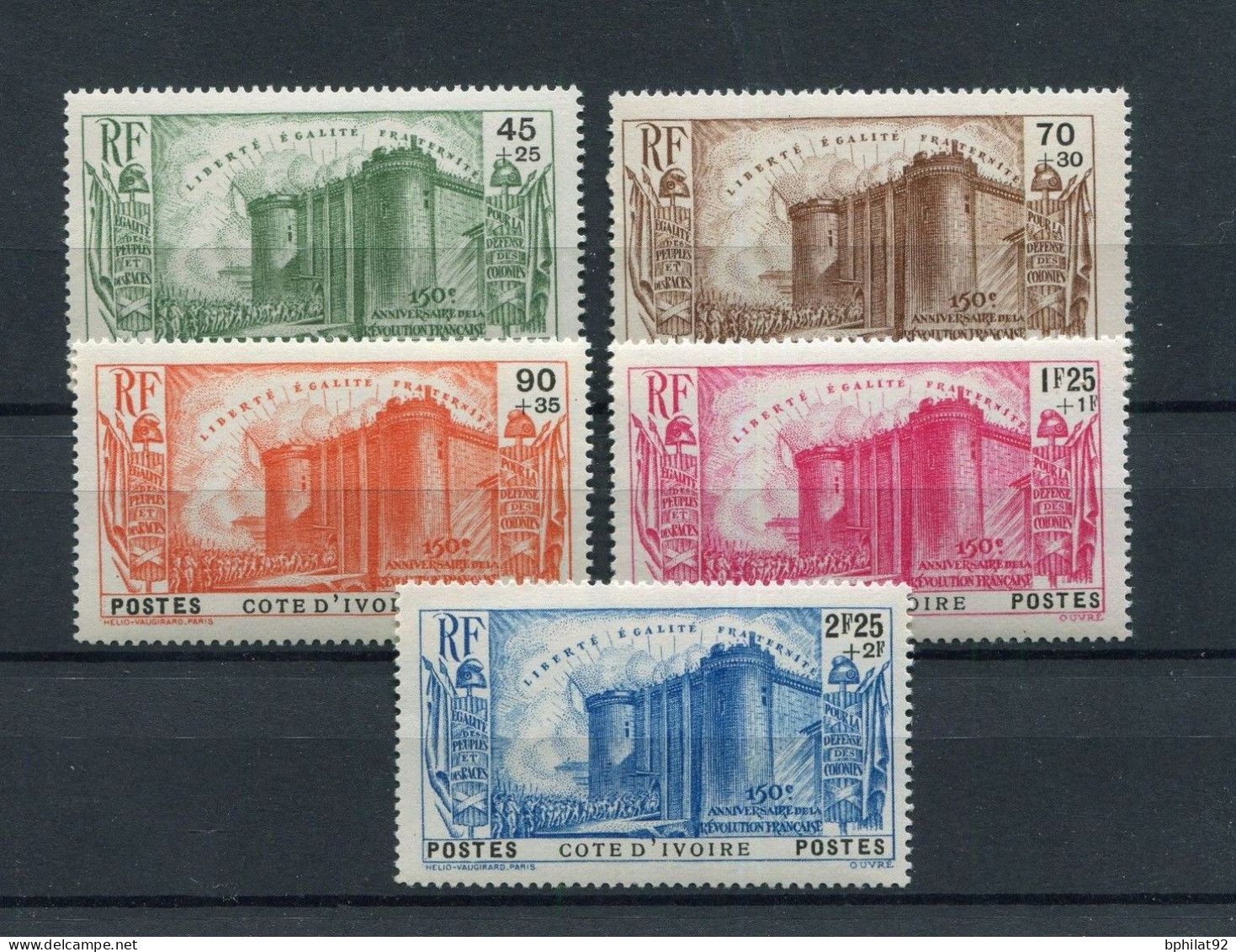 !!! COTE D'IVOIRE, SERIE BASTILLE N°146/150 NEUVE ** - Neufs