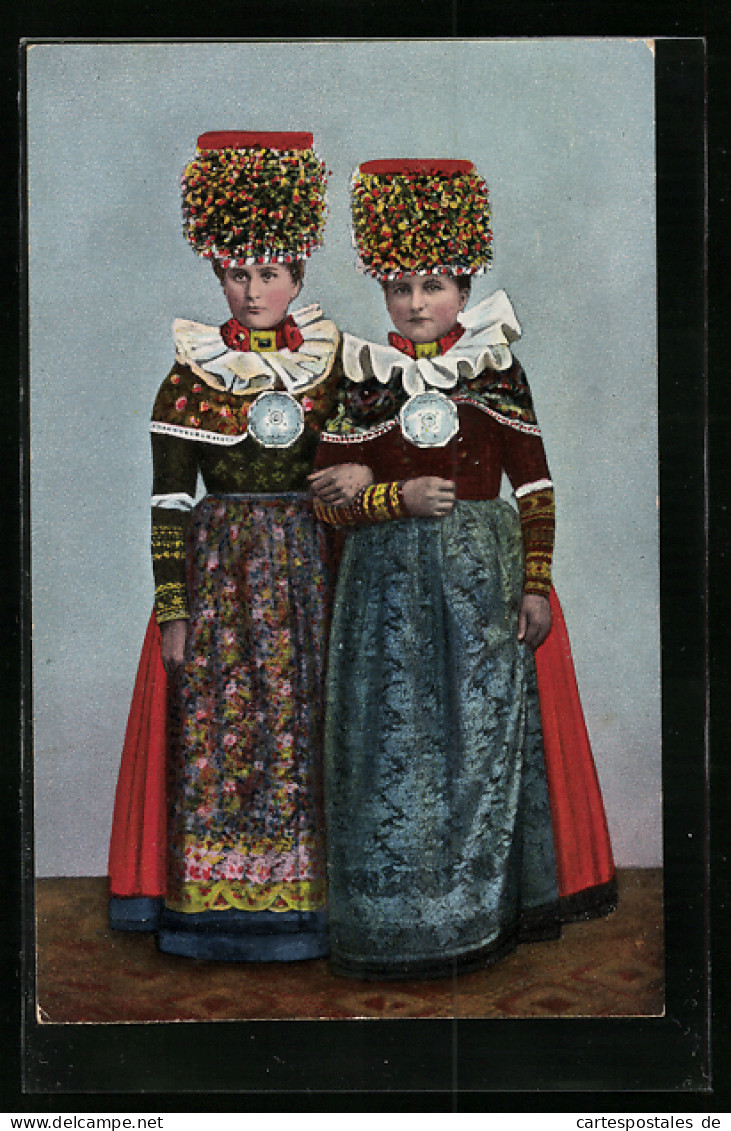 AK Brautjungfern In Volkstracht Schaumburg-Lippe  - Costumes