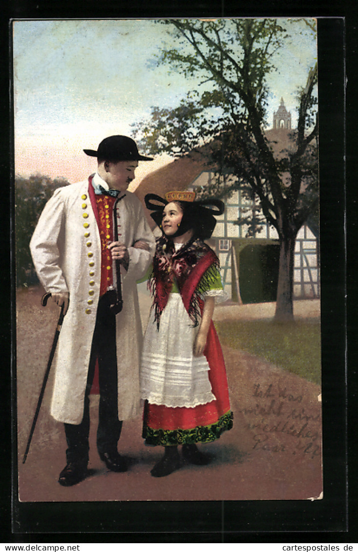 AK Paar In Schaumburg-Lippe`scher Landestracht  - Costumes