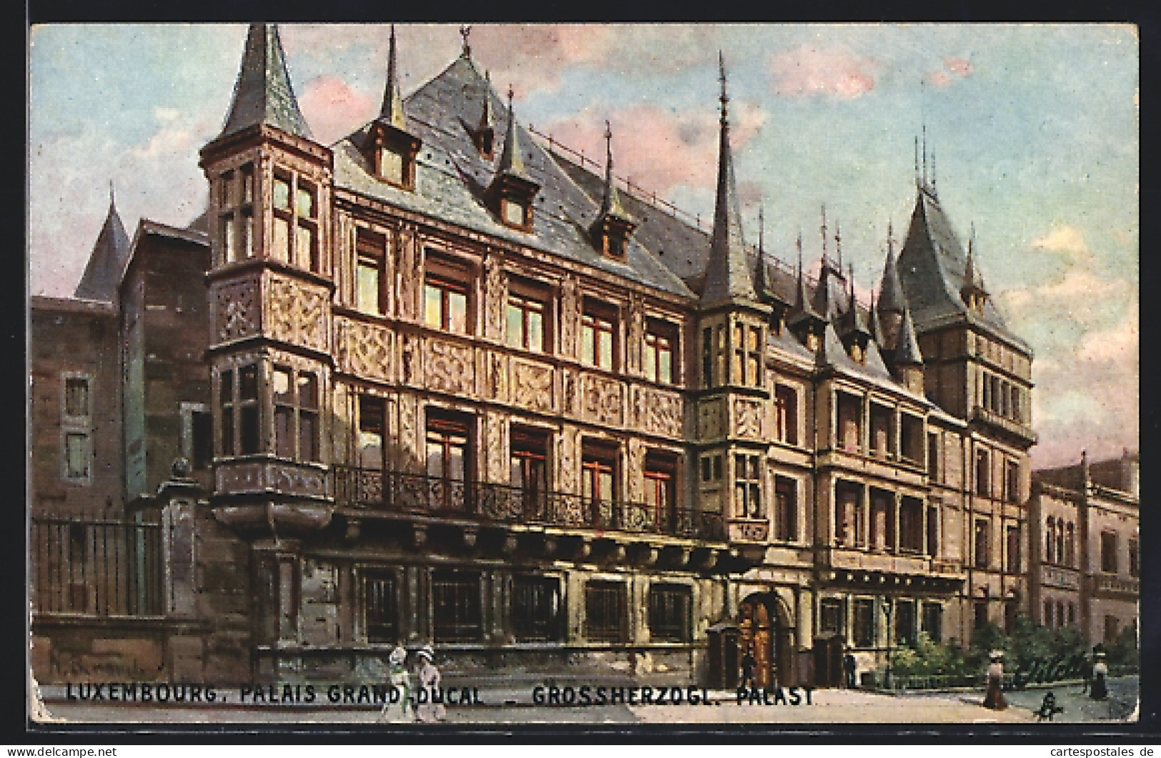 Künstler-AK Luxembourg, Palais Grand Ducal, Grossherzogl. Palast  - Famiglia Reale