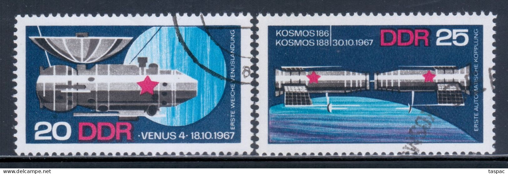 East Germany / DDR 1968 Mi# 1341-1342 Used - Russian Space Explorations - Europa