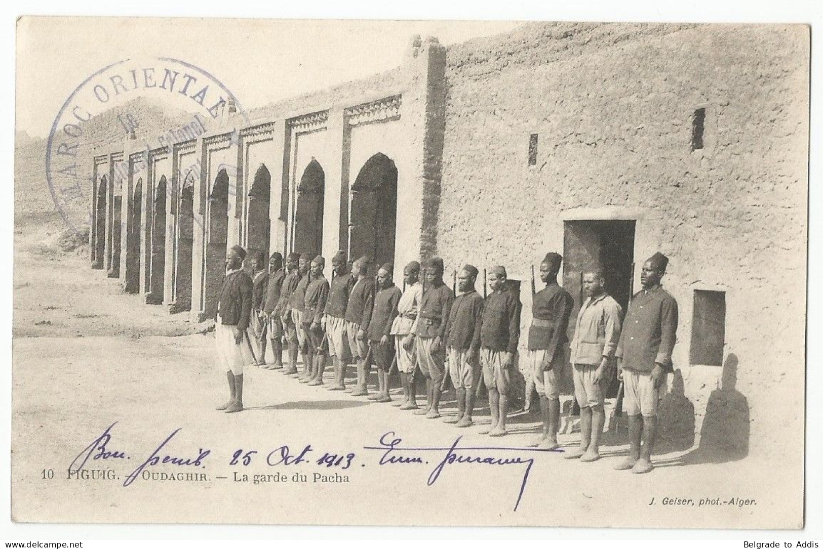 Maroc Oriental Carte Postale 1913 Armée Française Tirailleurs - Brieven En Documenten