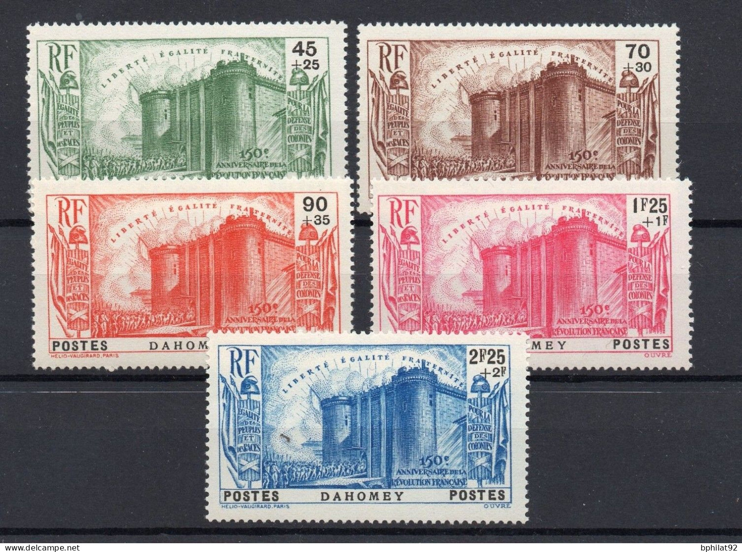 !!! DAHOMEY, SERIE BASTILLE N°115/119 NEUVE ** - Ungebraucht