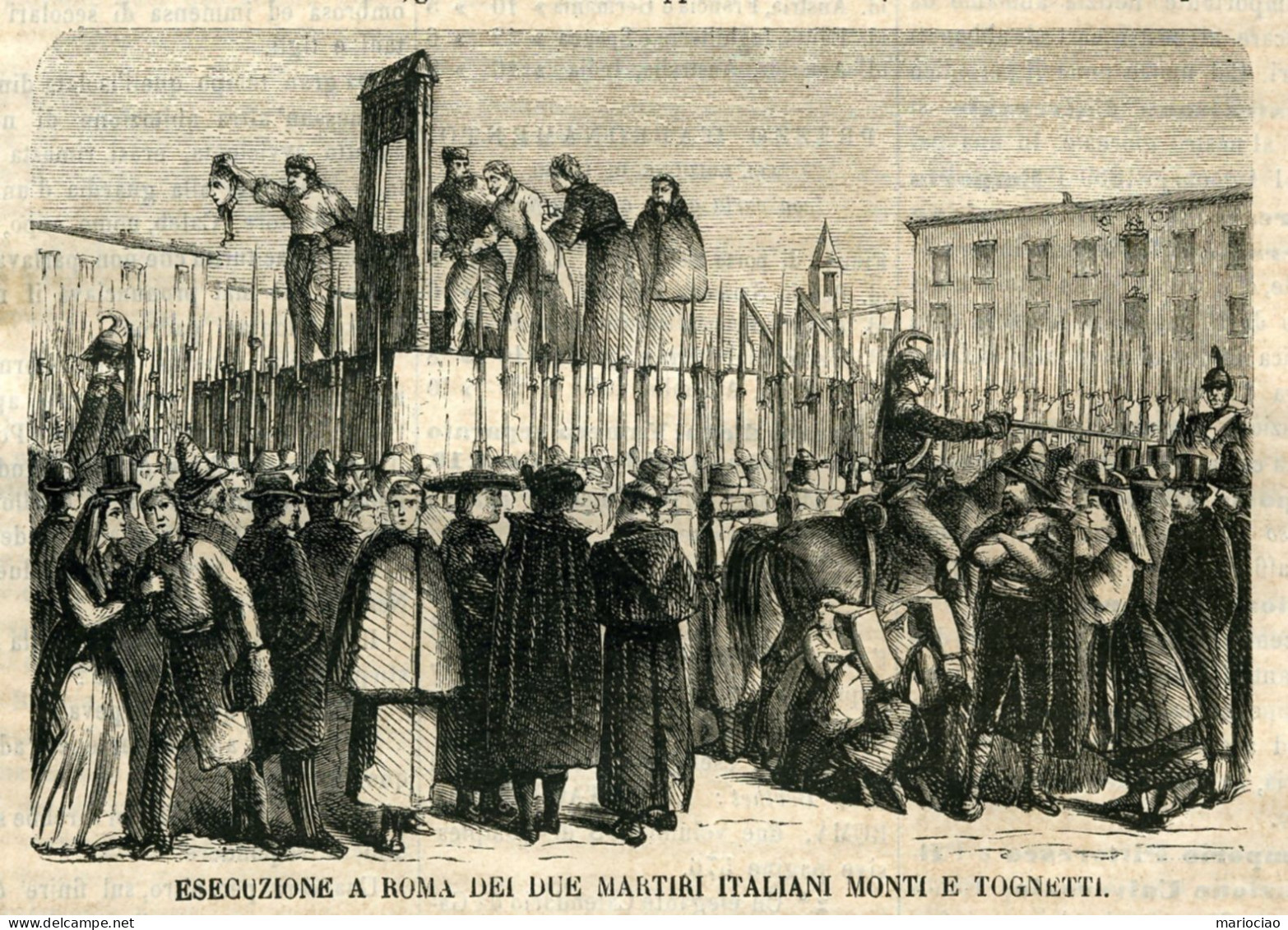 D-IT Governo Pontificio 1868 Decapitazione di Monti e Tognetti LIBRO+GIORNALE