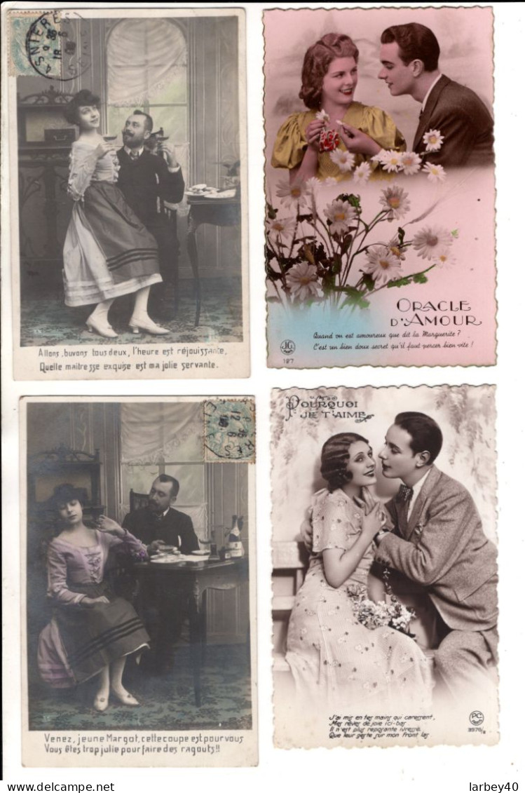 Fantaisie Couple - 11 Cartes Postales Ancienne - Couples