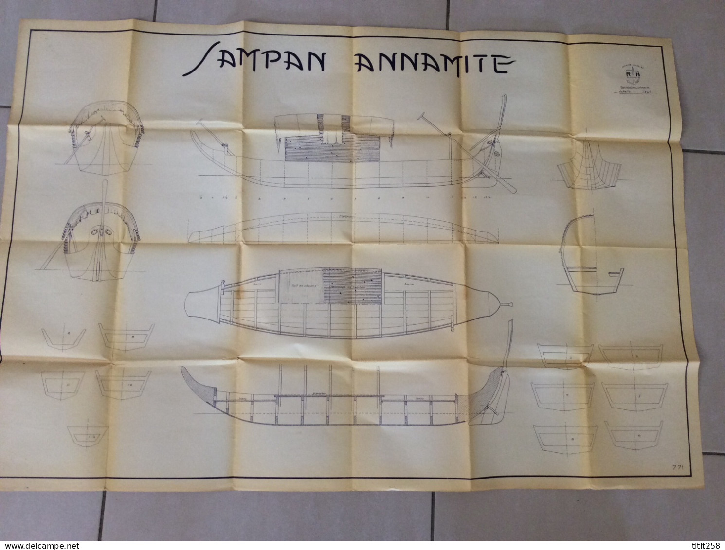 Ancien Grand Plan MRB Maquette ( Bateau ) SAMPAN ANNAMITE  / CHINE - Otros Planes