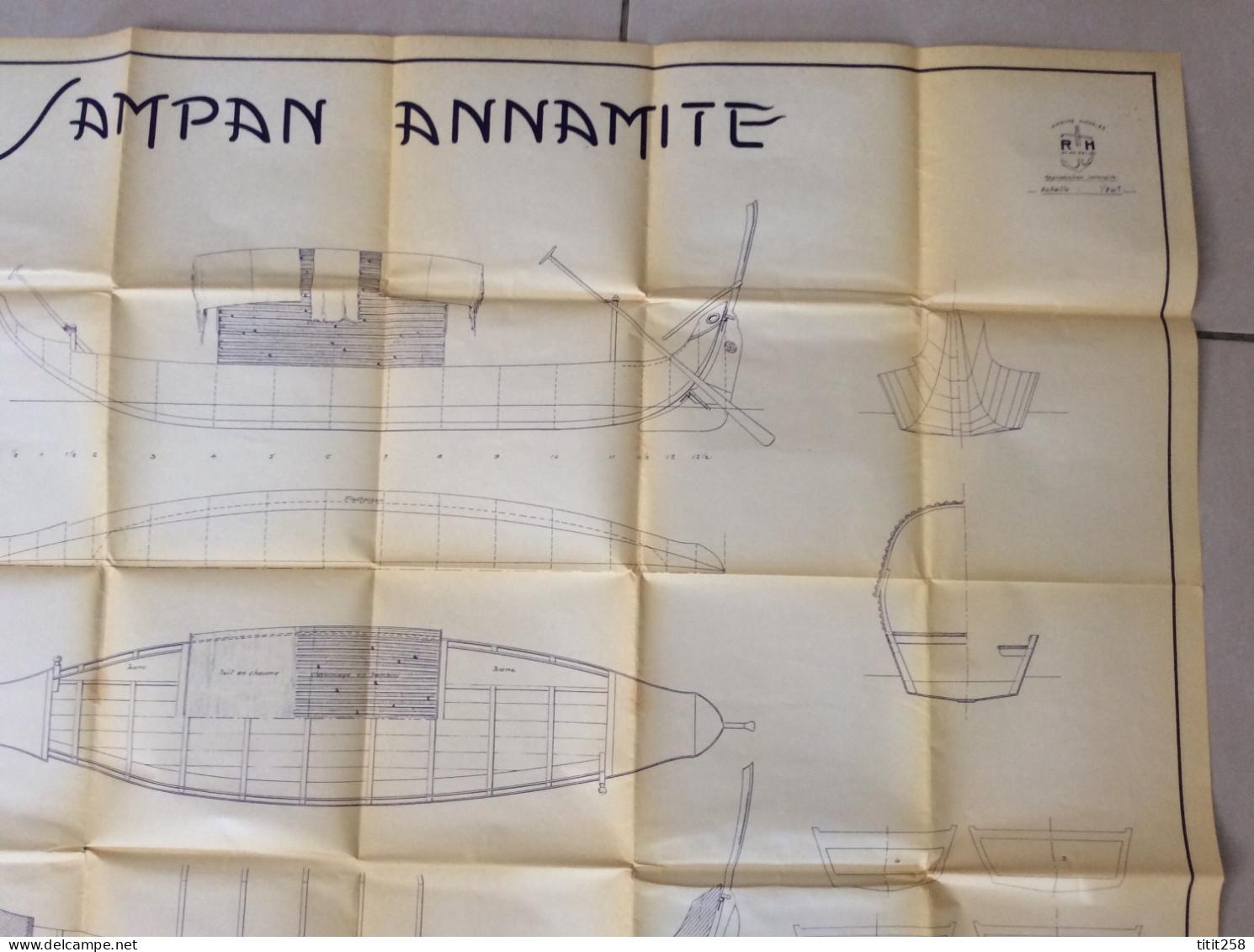 Ancien Grand Plan MRB Maquette ( Bateau ) SAMPAN ANNAMITE  / CHINE - Other Plans