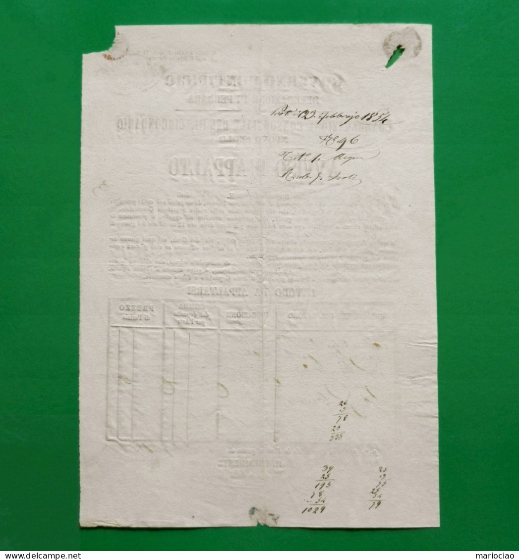 D-IT Governo Pontificio Ferrara Avviso Di Appalto Febbraio 1854 - Documentos Históricos