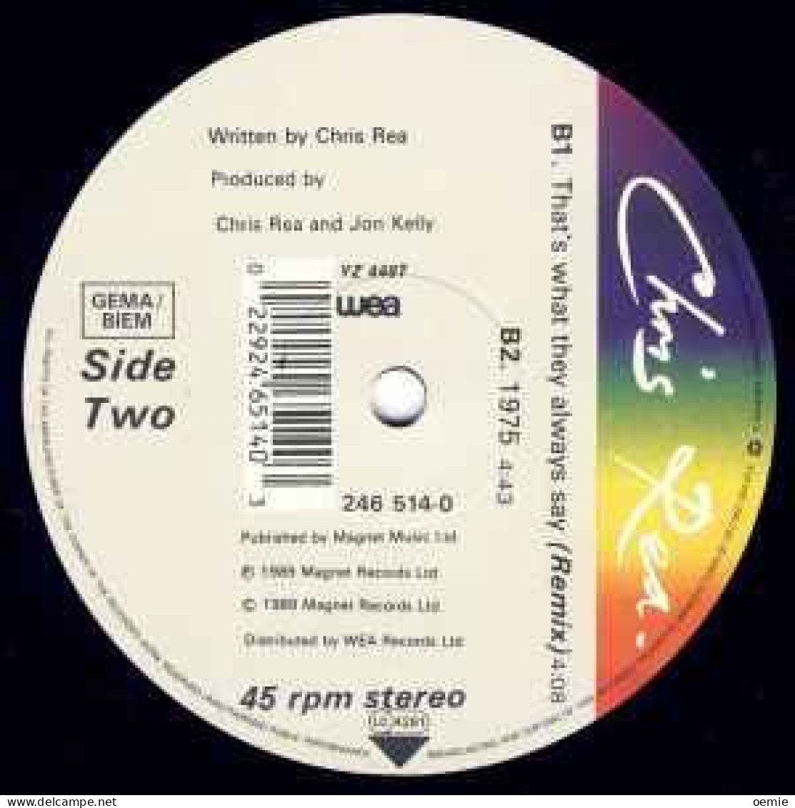 CHRIS REA   / THAT'S WHAT THEY ALWAYS SAY ( RAINBOW MIX ) - 45 T - Maxi-Single