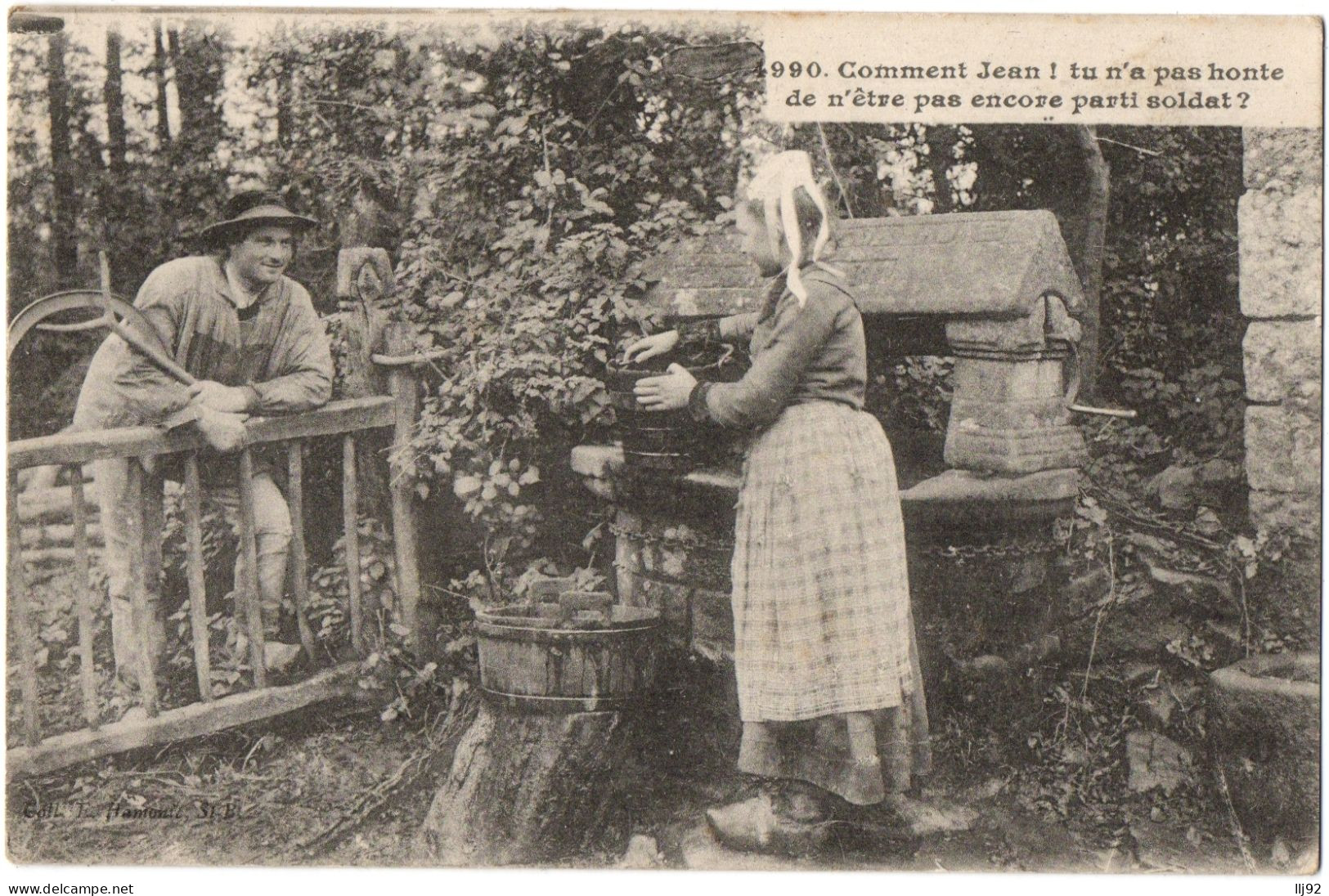 CPA Folklore. Bretagne. 4990. Comment Jean ! Tu N'as Pas Honte De N'être Pas Encore Parti Soldat ? Coll. Hamonic - People