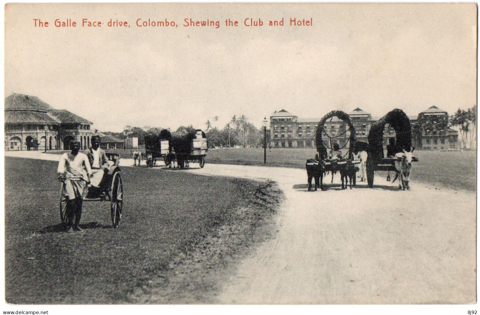 CPA SRI LANKA - CEYLON - The Galle Face Drive, Shewing The Club And Hotel (animée, Attelages De Boeufs) - Plâté & Co - Sri Lanka (Ceilán)