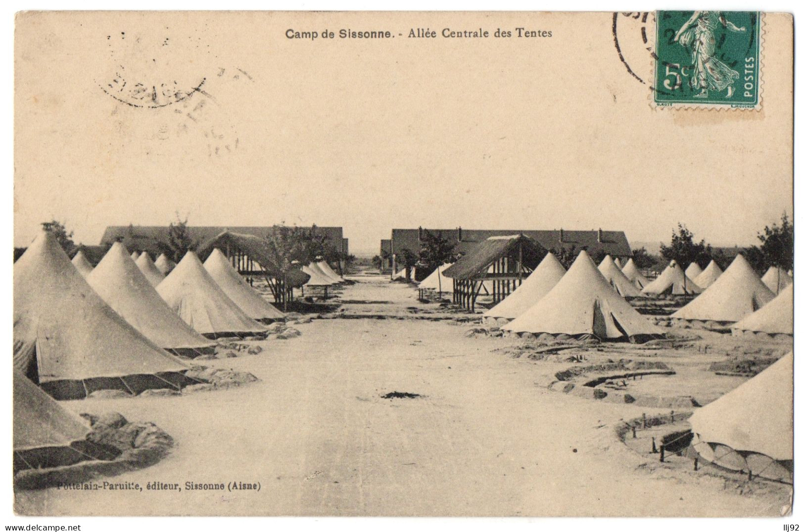 CPA 02 - Camp De SISSONNE (Aisne) - Allée Centrale Des Tentes - Ed. Pottelain-Paruitte - Sissonne