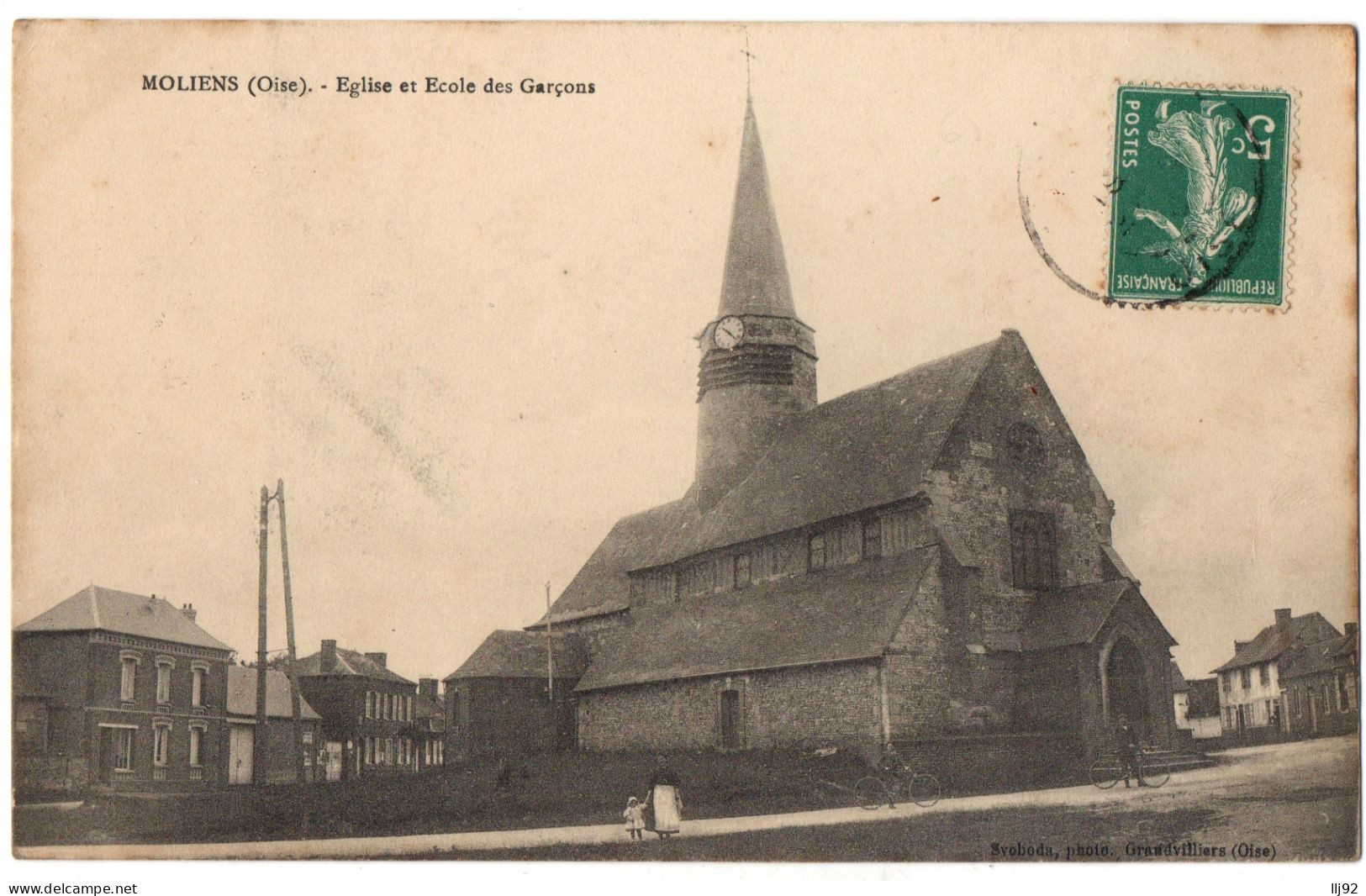 CPA 60 - MOLIENS (Oise) - Eglise Et Ecole Des Garçons - Ed. Svoboda - Sonstige & Ohne Zuordnung