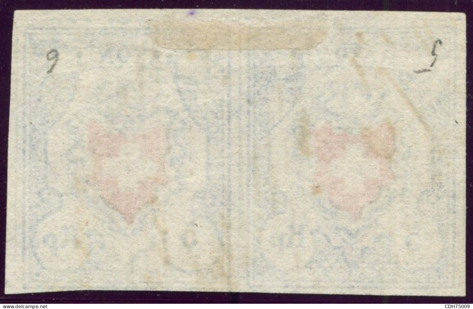 SUISSE - SBK 17II  5 RAPPEN BLEU CROIX NON ENCADREE PAIRE POSITION 5 ET 6 - OBLITEREE - 1843-1852 Federale & Kantonnale Postzegels