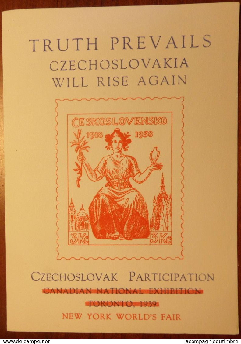 Tchécoslovaquie Bloc-feuillet De L'Exposition De New-York 1939 Neuf ** MNH. TB - Blocs-feuillets