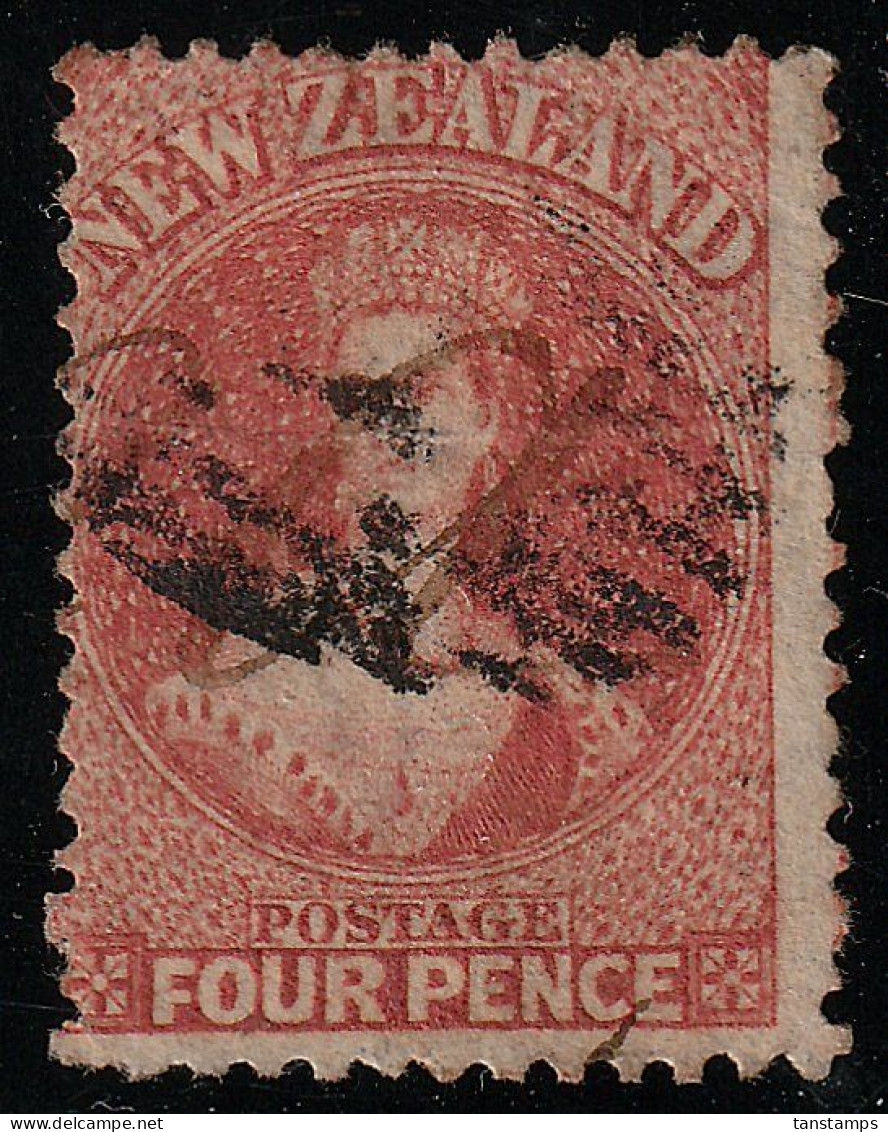 NZ CHALON 4d ROSE FFQ ASHBURTON? MANUSCRIPT "a" - Used Stamps