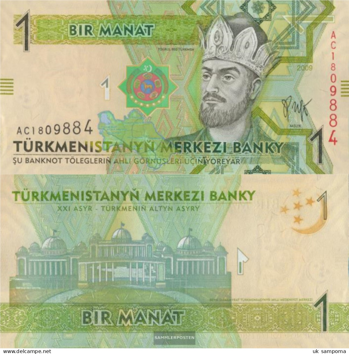 Turkmenistan Pick-number: 22 Uncirculated 2009 1 Manat - Turkmenistán